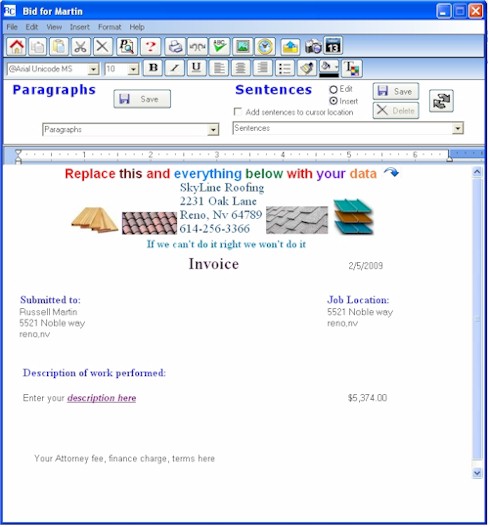 Roofing Invoice