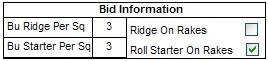 Roofing bid information